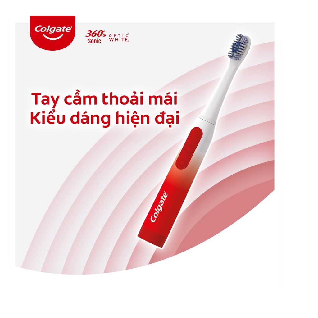 [HB Gift] Bàn chải đánh răng dùng pin Colgate 360° Sonic Optic White với lông chải phủ than kháng khuẩn