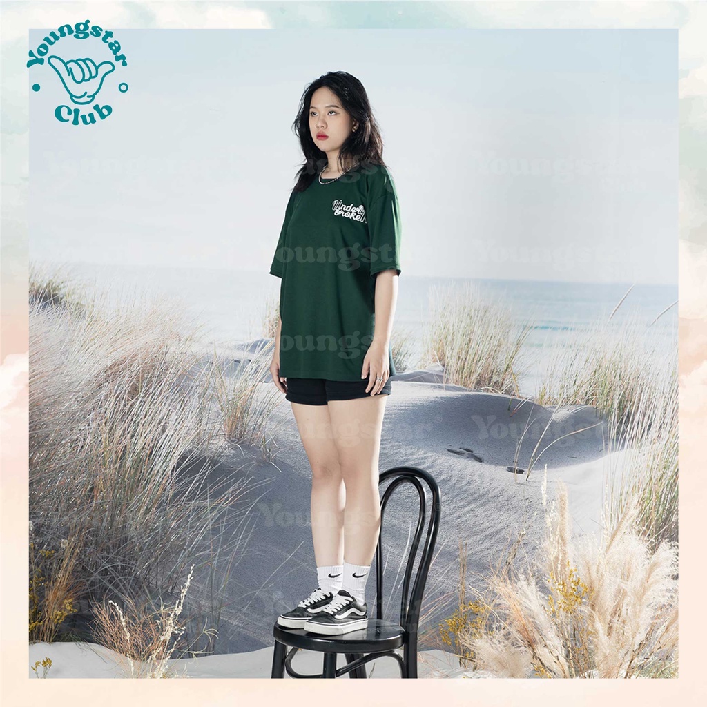 Áo thun xanh lá UNDERBROKEN Áo Thun Tay Lỡ Unisex | BigBuy360 - bigbuy360.vn