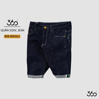 Quần sooc jeans nam 360 BOUTIQUE quần short bò xắn gấu, màu xanh navy - QSJCN016