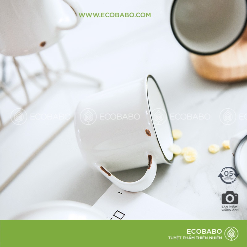 Cốc gốm sứ cafe cổ điển phong cách tối giản Nhật bản - Ecobabo