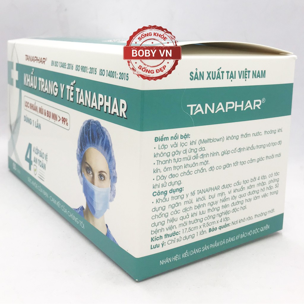 Khẩu trang y tế Tanaphar Plus 4 lớp hộp 50 chiếc - Chính hãng