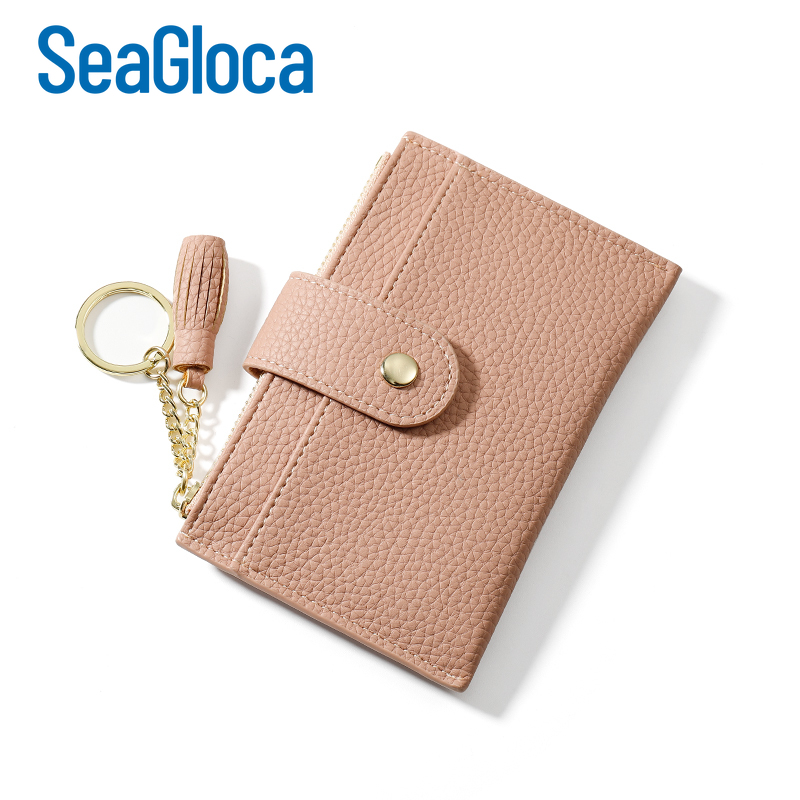 Ví Đựng Thẻ SeaGloca Dáng Ngắn Da PU Nhiều Ngăn Phong Cách Hàn Quốc Mới Cho Nữ