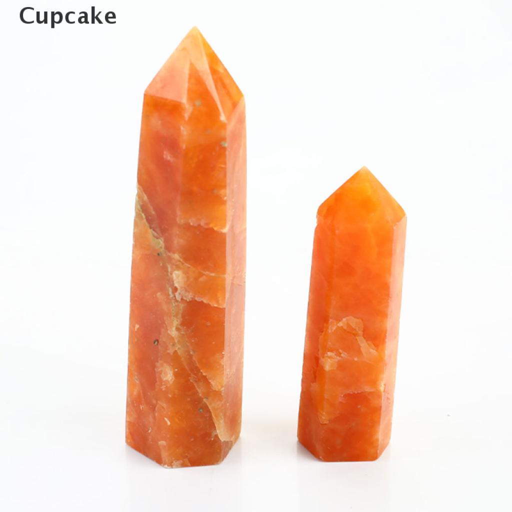 Cupcake 1pc Natural Sunstone Healing Energy Stone Quartz Tower Orange Ornament Reiki VN