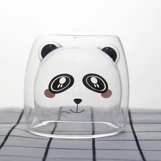 Ly thủy tinh 2 lớp cách nhiệt hình thỏ và hình gấu siêu Cute