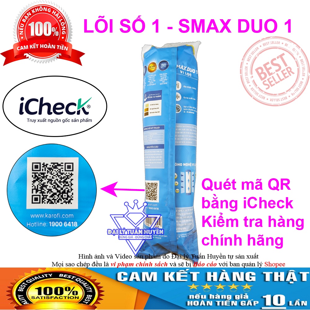 Combo Bộ lõi lọc nước 123 Karofi - Mua 1 lần xài cả năm