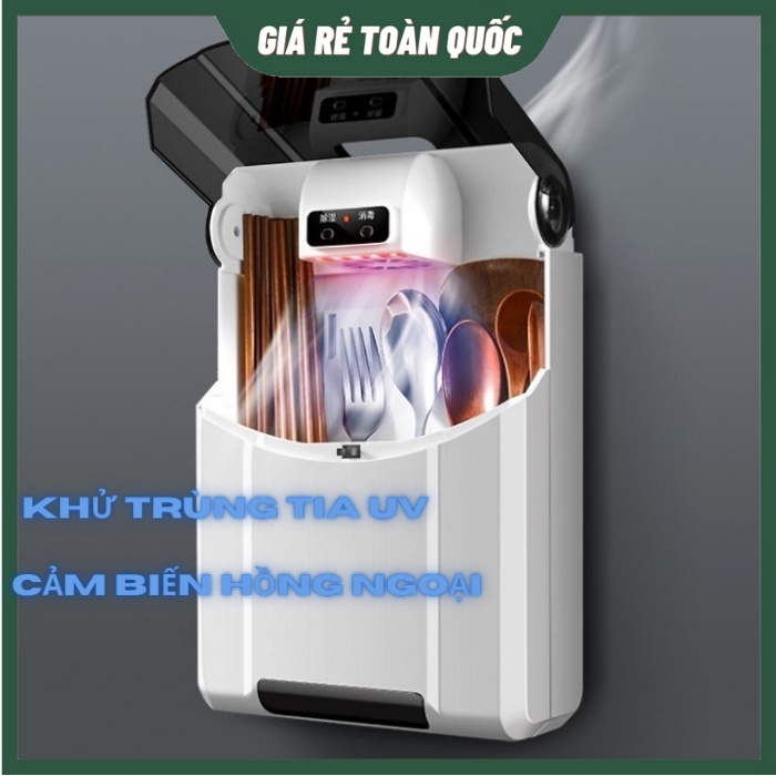 Máy Sấy Đũa Thìa Khử Khuẩn Tia UV Cao Cấp, Hộp Đựng Đũa Khử Khuân Tránh Tình Trạng Âm Mốc Giúp Bảo Vệ Sức Khỏe