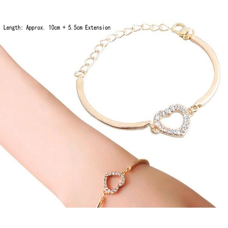 Vòng tay nữ mặt tim đính pha lê xinh xắn