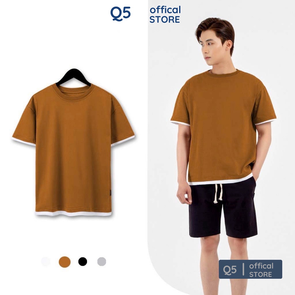 Áo thun nam cổ tròn cao cấp nhiều màu Q5 vải Cotton xốp dày dặn, form regular fit