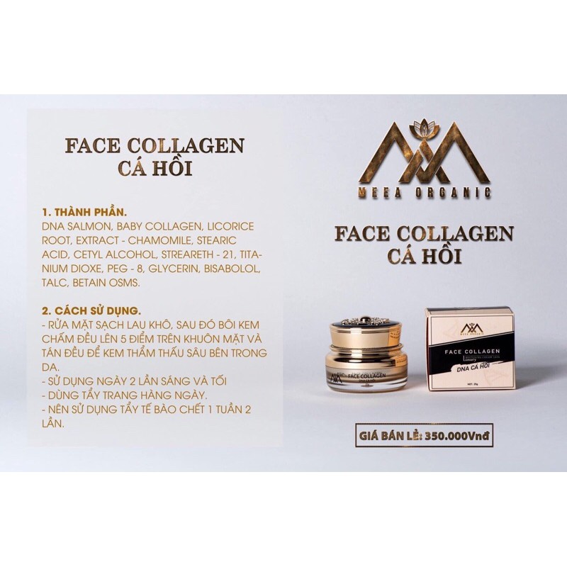[Chính Hãng] Combo Face Collagen DNA Cá Hồi MEEA Organic và Tinh chất ampoule saffron