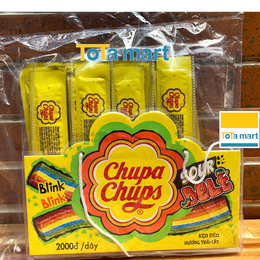 (hsd 05/2024) (Dây treo 64 thanh) Kẹo dẻo trái cây Chupa Chups Sour Belt cầu vồng.