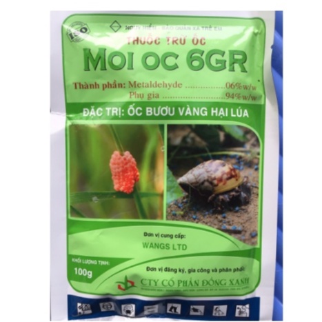 THUỐC TRỪ ỐC MOI OC 6GR - ĐẶC TRỊ ỐC BƯU VÀNG HẠI LÚA VÀ CÁC LOẠI ỐC SÊN, BÀ CHẰN HẠI HOA KIỂNG, RAU MÀU, PHONG LAN