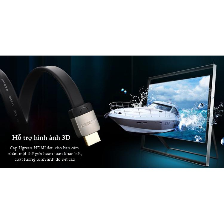 Cáp HDMI dẹt Ugreen 10263 dài 5M hỗ trợ 3D, 4K chính hãng - Hapu Shop