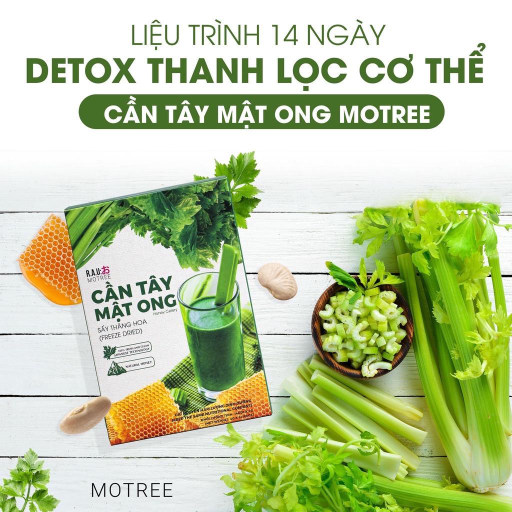 Cần Tây Mật Ong MOTREE - Hỗ Trợ Giảm Cân An Toàn, Giữ Dáng Đẹp Da Bổ Sung Vitamin Hộp 14 Gói