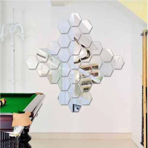 Gương 3D hình lục giác bằng acrylic dùng để trang trí tường cho phòng khách đa năng