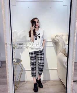 Bộ mặc nhà quần kẻ nữ Wang hot