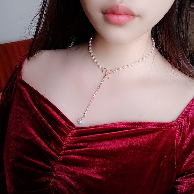 Vòng cổ đính đá lấp lánh hình nơ