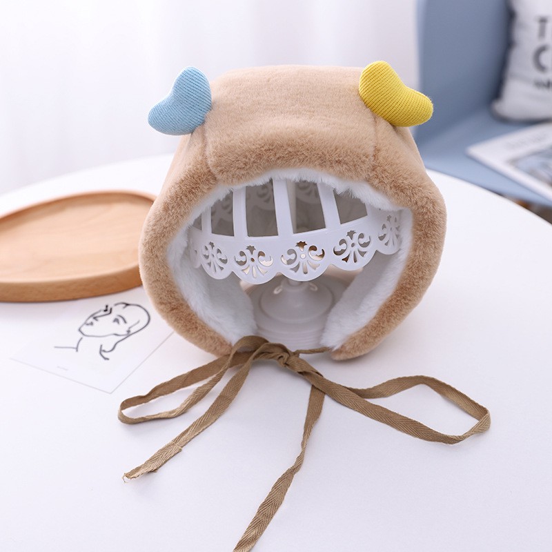 Mũ dày có dây buộc ấm áp đáng yêu dành cho bé gái