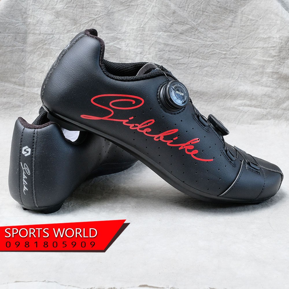 Giày can đạp xe, 2 khóa vặn, dòng Road SD-019 SIDEBIKE -BLACK-RED