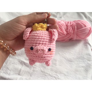 - Móc khoá heo bằng len - Móc khoá handmade- Pig Key chain