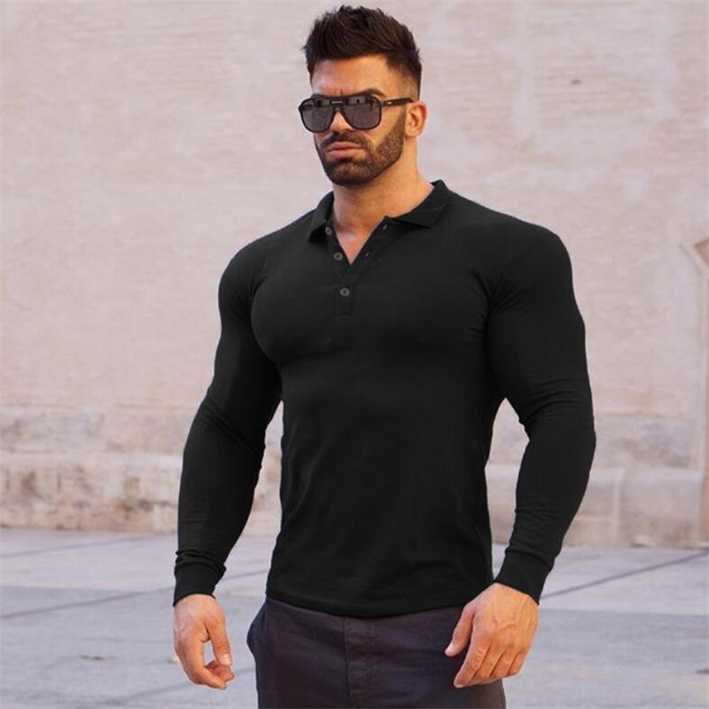 Áo thun cổ polo tay dài phong cách thể thao thời trang dành cho nam