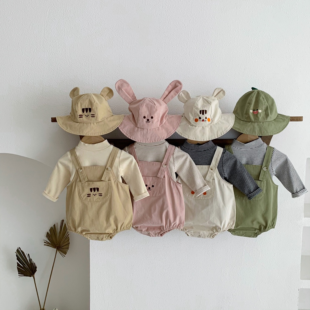 Bộ Áo Liền Quần Kèm Mũ Kiểu Hoạt Hình Đáng Yêu Cho Bé Sơ Sinh Từ 0-2 Tuổi