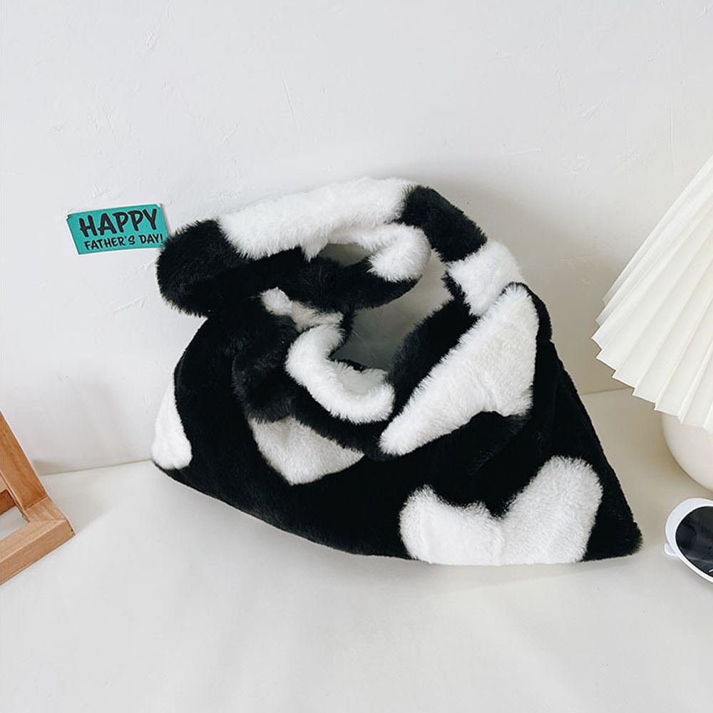 Túi xách lông nhung họa tiết trái tim / hoa nhiều màu sắc tùy chọn thời trang thu đông cho nữ