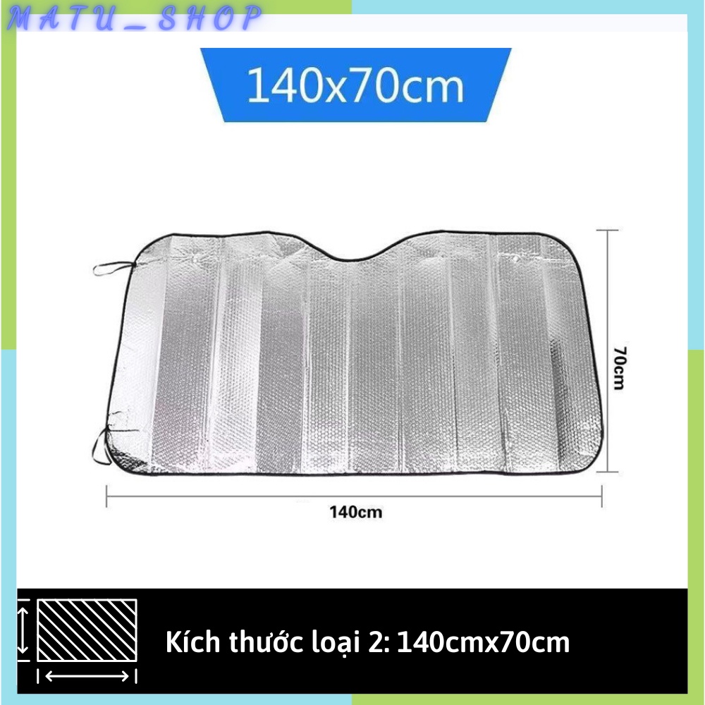 Tấm che nắng kính lái xe ô tô, tráng bạc 2 mặt có bóng khí chống UV mát xe ô tô
