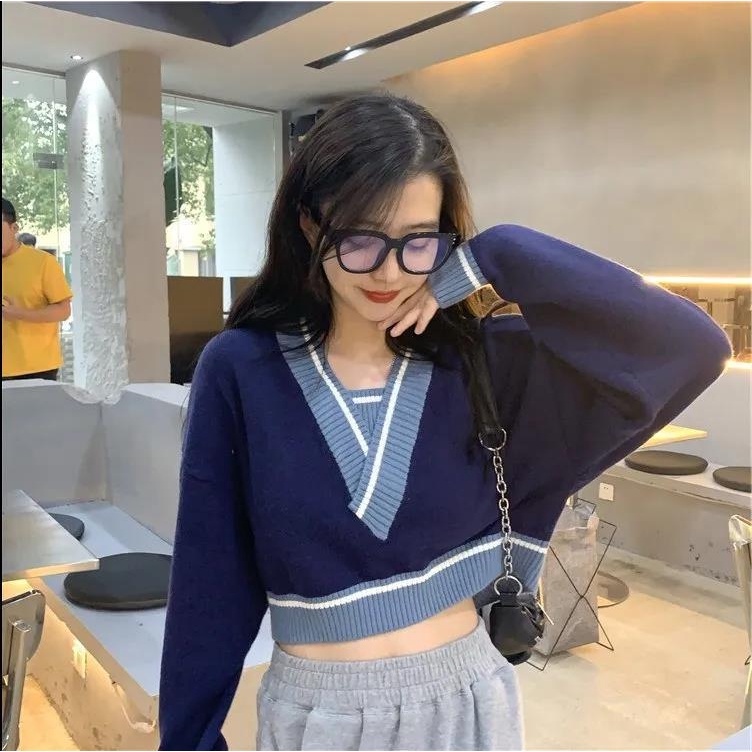 Áo sweater ZHELIHANGFEI dệt kim tay dài eo cao thiết kế quyến rũ trẻ trung cho bạn gái tùy chọn màu sắc