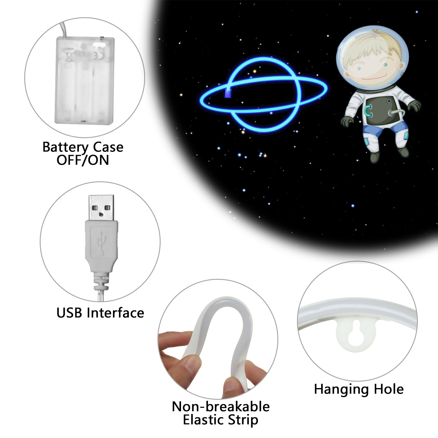 Đèn Led Neon 2 Trong 1 Hình Hành Tinh Sạc Usb Trang Trí Nhà Cửa / Quán Bar