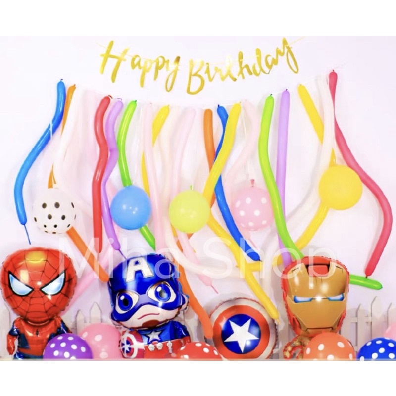 Sét bóng dài và tròn dễ trang trí tại nhà, quán ăn, cafe kid cho sinh nhật bé trai bé gái nhiều chủ đề