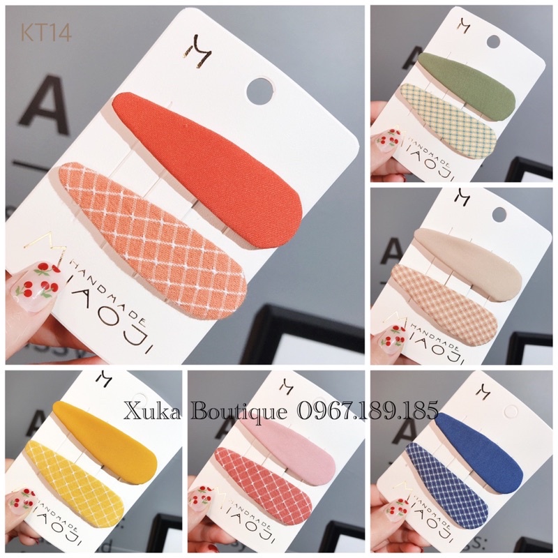 Set 2 Kẹp Tóc Vải Hình Giọt Nước Màu Sắc Ngọt Ngào Phong Cách Hàn Quốc Cho Phái Nữ