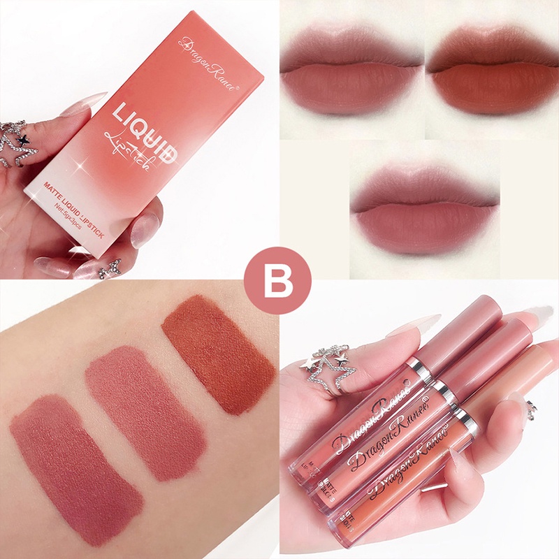 [Hàng mới về] Set 3 thỏi son sáp tông nhung lì trái cây chống nước lâu trôi chất lượng cao