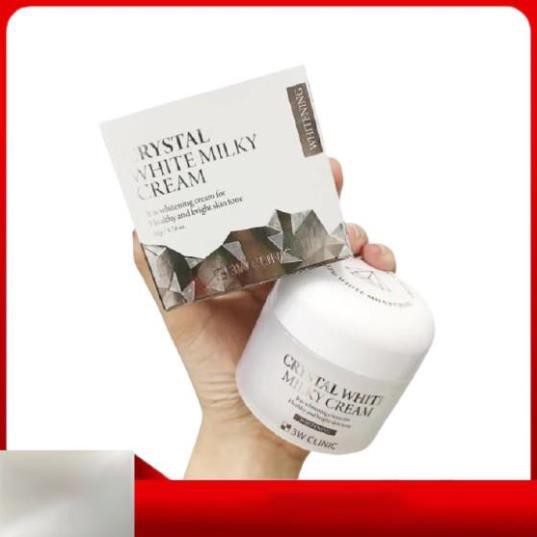 [Rẻ Vô Địch] Kem dưỡng trắng da - Kem dưỡng da 3W Clinic Crystal White Milky Cream 50gr [ Chính Hãng Hàn Quốc]