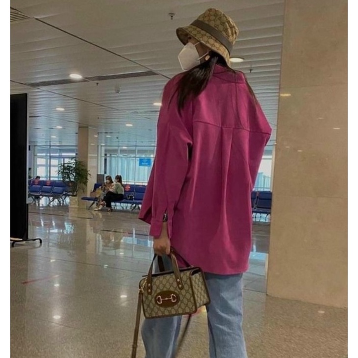Áo sơ mi hot trend Hồng Đỏ pastel form rộng vạt bầu Your ove Shop