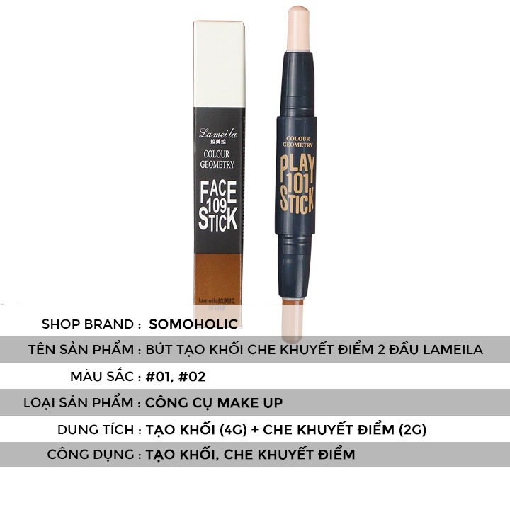 Bút tạo khối 2 đầu che khuyết điểm nhỏ gọn highlight Lameila Somoholic BTK1 | BigBuy360 - bigbuy360.vn