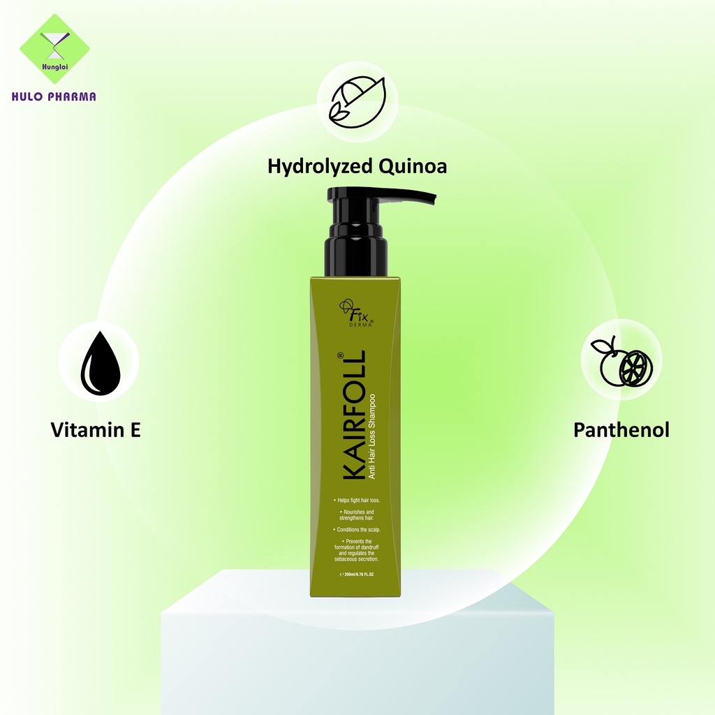 Dầu Gội Ngăn Rụng Tóc, Sạch Gàu FIXDERMA Kairfoll Shampoo Kích Thích Mọc Tóc, Ngăn Ngứa, Giảm Dầu 200ml