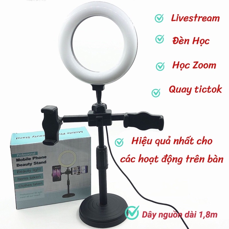 [ Cao cấp ]Đèn Livestream Để Bàn 2 Kẹp  siêu bền hỗ trợ ánh sáng quay video, tiktok,livestream