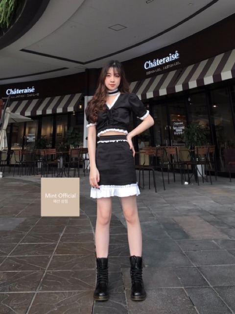 Set áo váy body tặng kèm dây chocker | BigBuy360 - bigbuy360.vn
