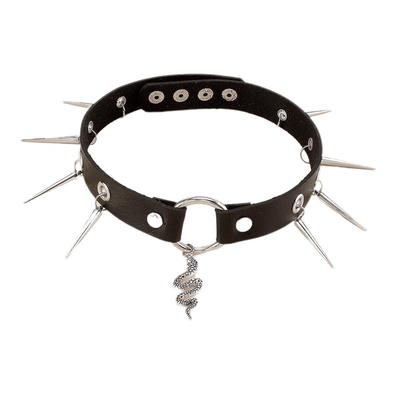 Vòng Cổ Choker Da Rắn Màu Đen Phong Cách Punk Gothic Cho Club
