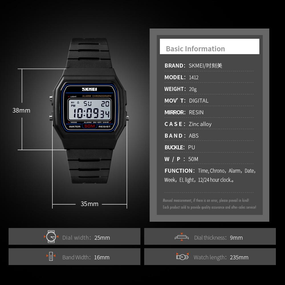 Đồng Hồ Điện Tử SKMEI 1412 Không Thấm Nước