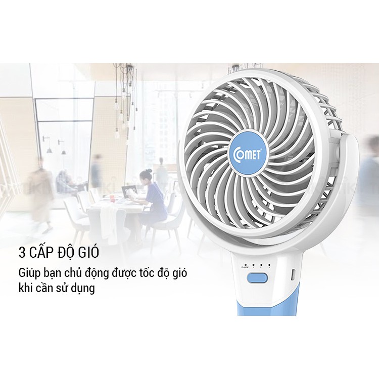 Quạt sạc cầm tay Comet CRF0904 Cao cấp chính hãng 100%