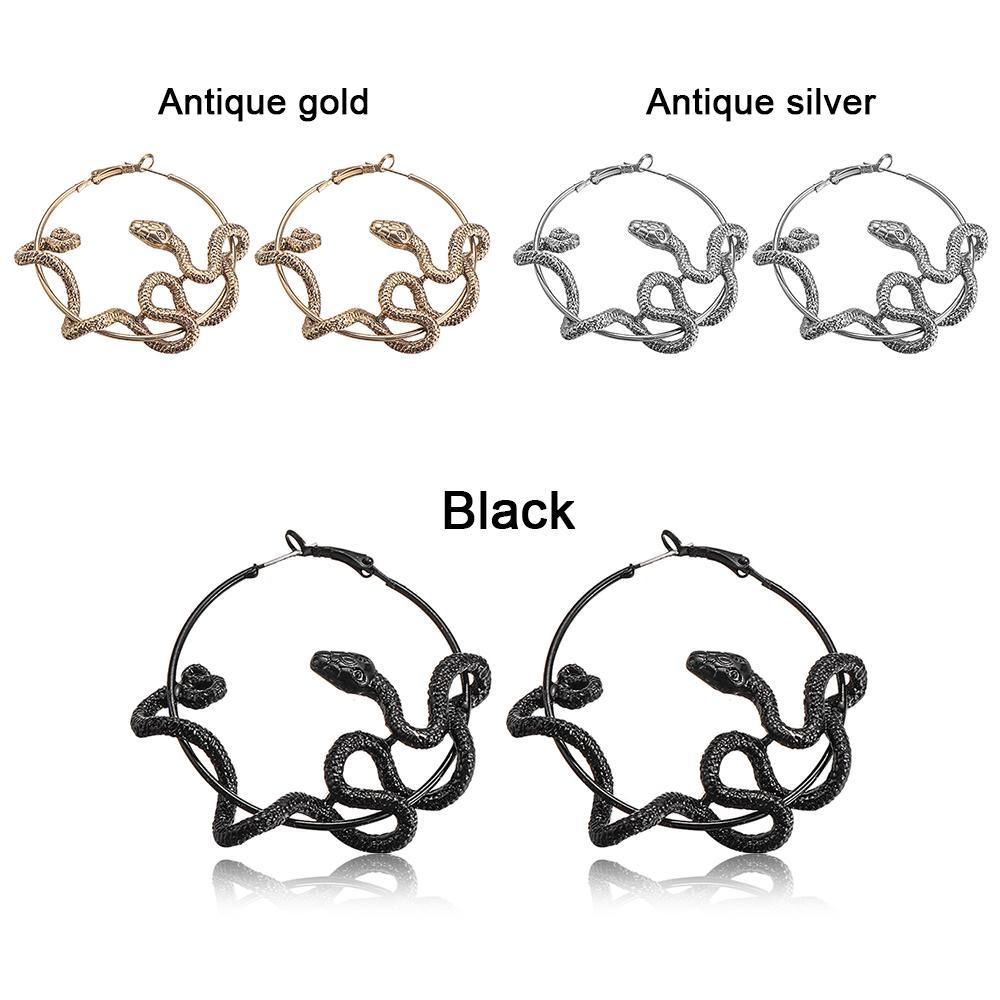 Khuyên Tai Dạng Vòng Lủng Lẳng Họa Tiết Da Rắn Thời Trang Cho Nam