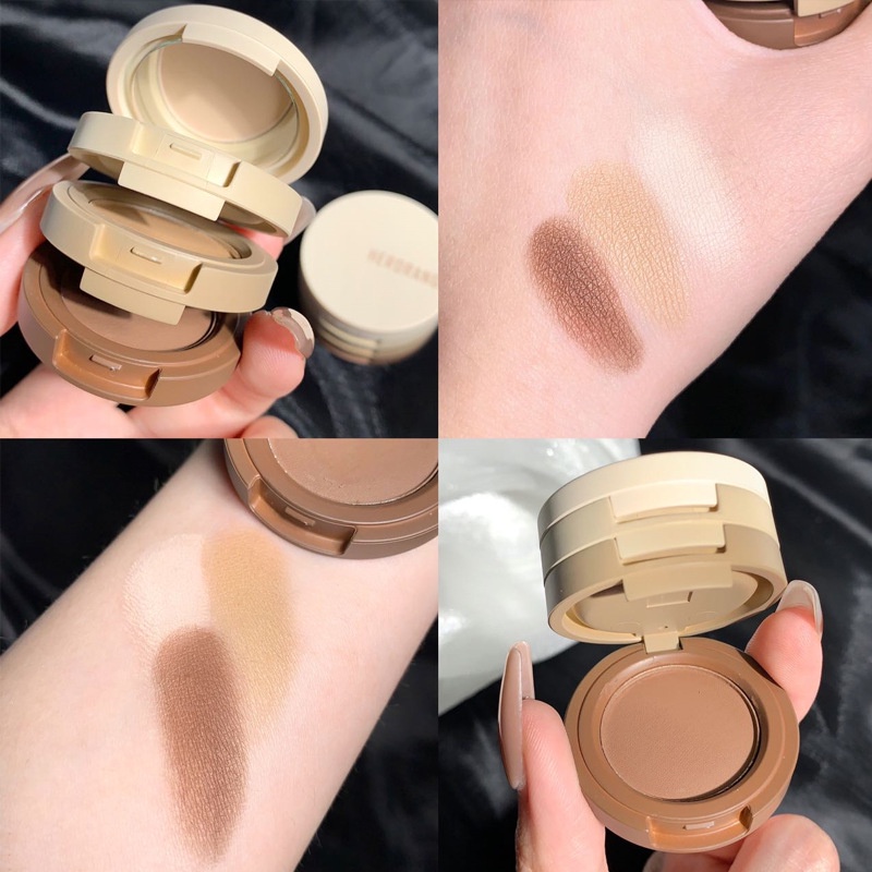 HERORANGE Bảng Phấn Bắt Sáng / Má Hồng 3 Trong 1 Đa Năng Màu Lì / Ánh Ngọc Trai Lấp Lánh Dành Cho Nữ