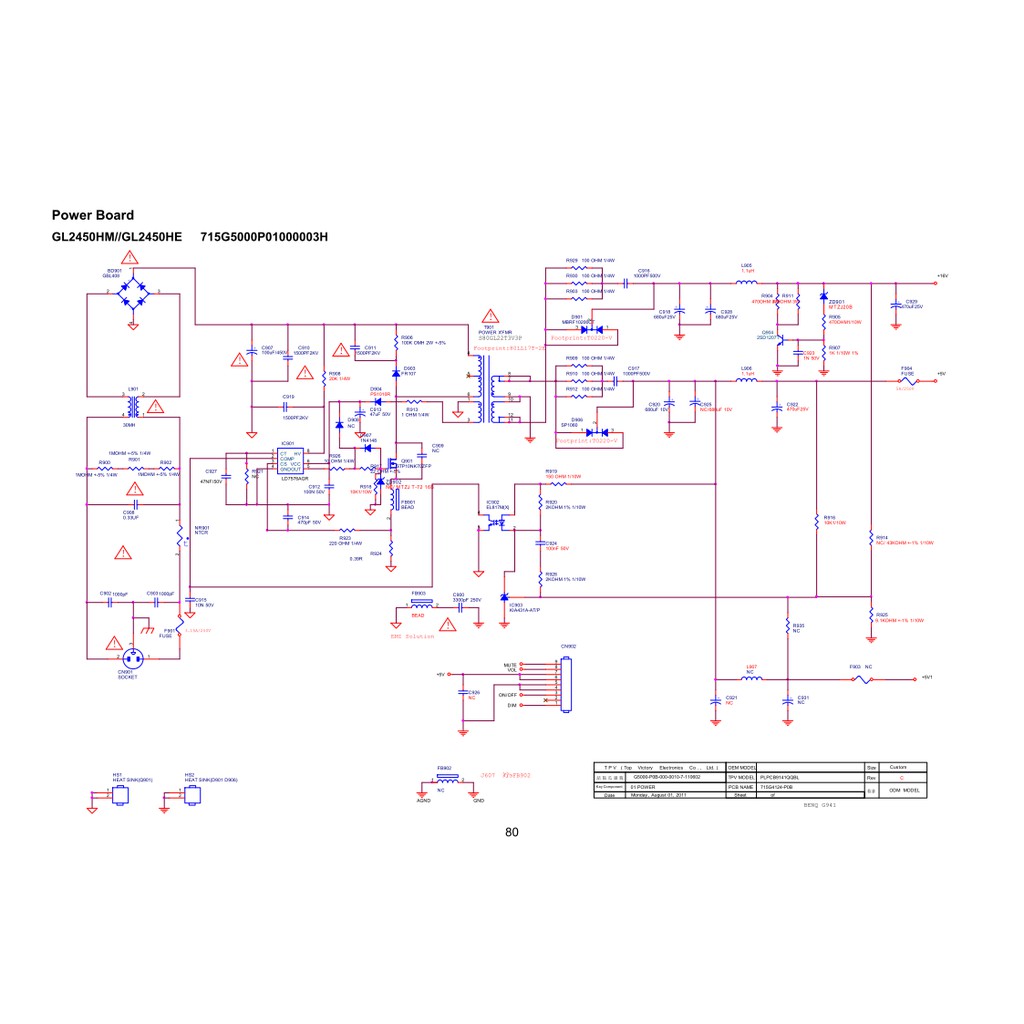 Hướng dẫn sửa chữa và sơ đồ màn Benq G2450HM GL2450HM GL2450HE