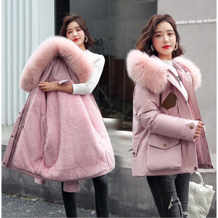 áo khoác phao nữ lót lông hàng đep siêu xinh 2021