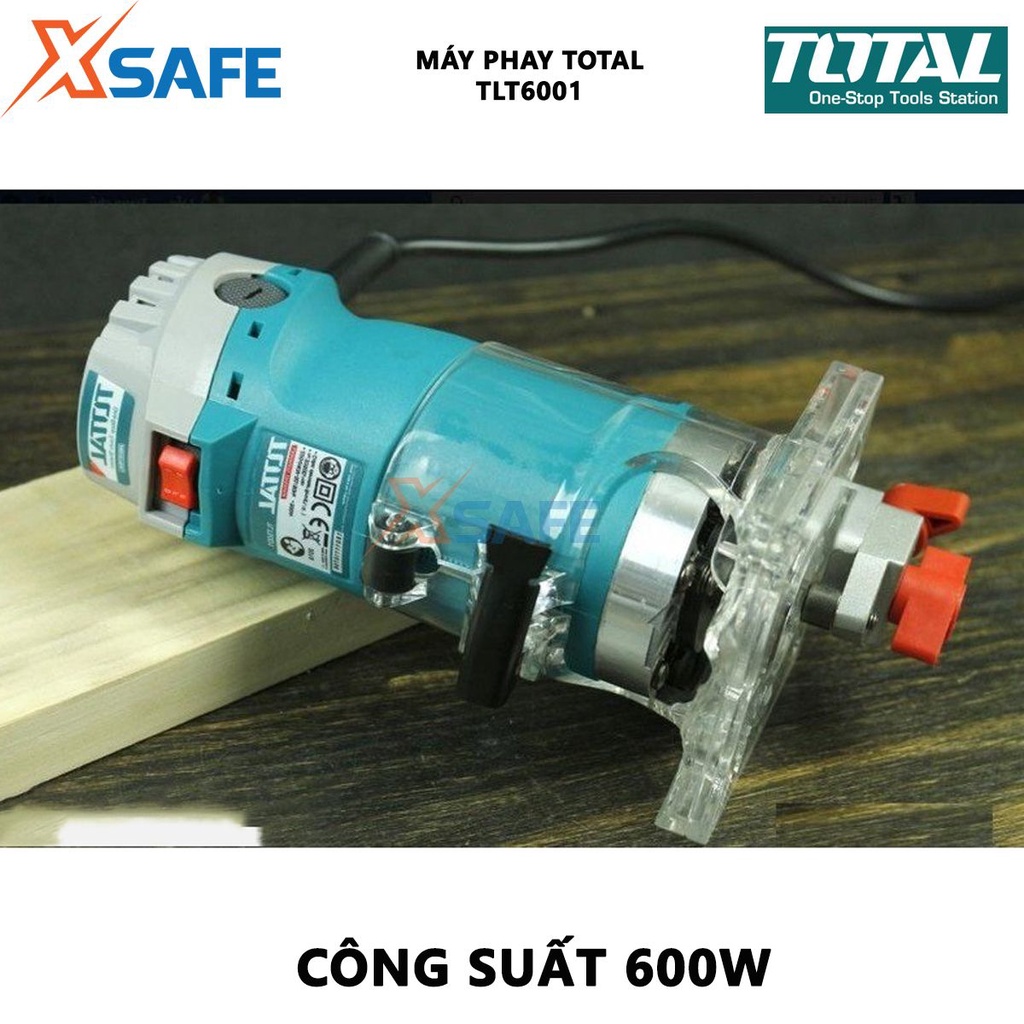 Máy phay cắt mép TOTAL TLT6001 | máy phay gỗ công suất 600W tốc độ không tải 34500 rpm đường kính mũi  6.0 mm và 1/4''