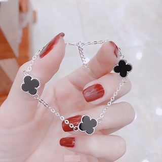 Lắc tay nữ ba hoa đen bạc ta cho nữ - phụ kiện thời trang