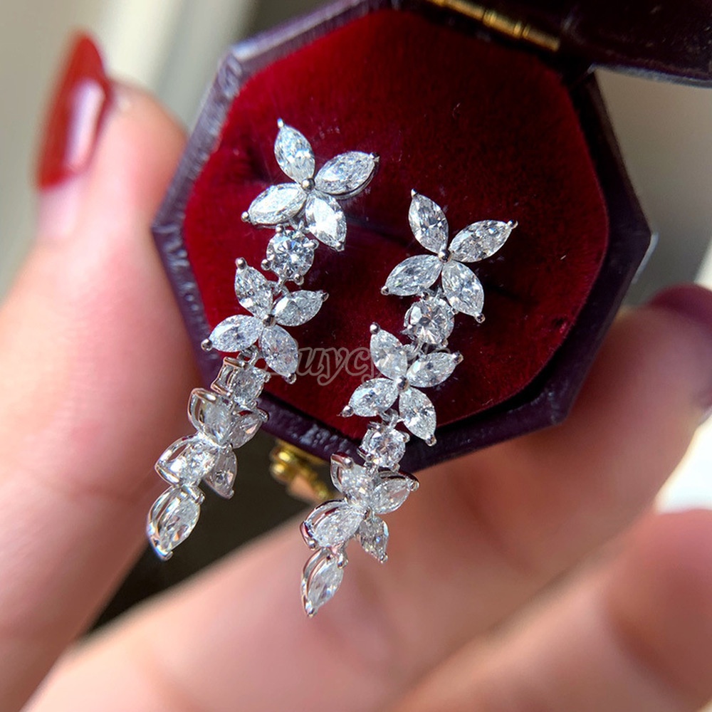 Bông Tai Dài Hình Hoa/Bướm Đá Zircon Ngọt Ngào Cho Nữ