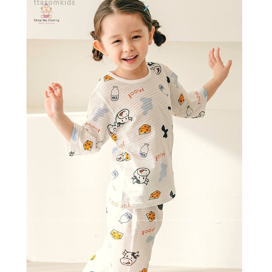 Bộ Lửng Cao Cấp Trẻ Em Của Hãng Ttasom, Chất Cotton Giấy Organic, Mẫu Bò Sữa