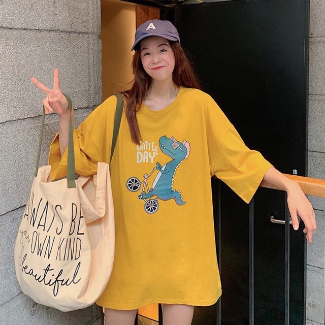 [Mã WA1606 giảm 15% đơn 99k] Áo Thun KHỦNG LONG XE ĐẠP UNISEX A014